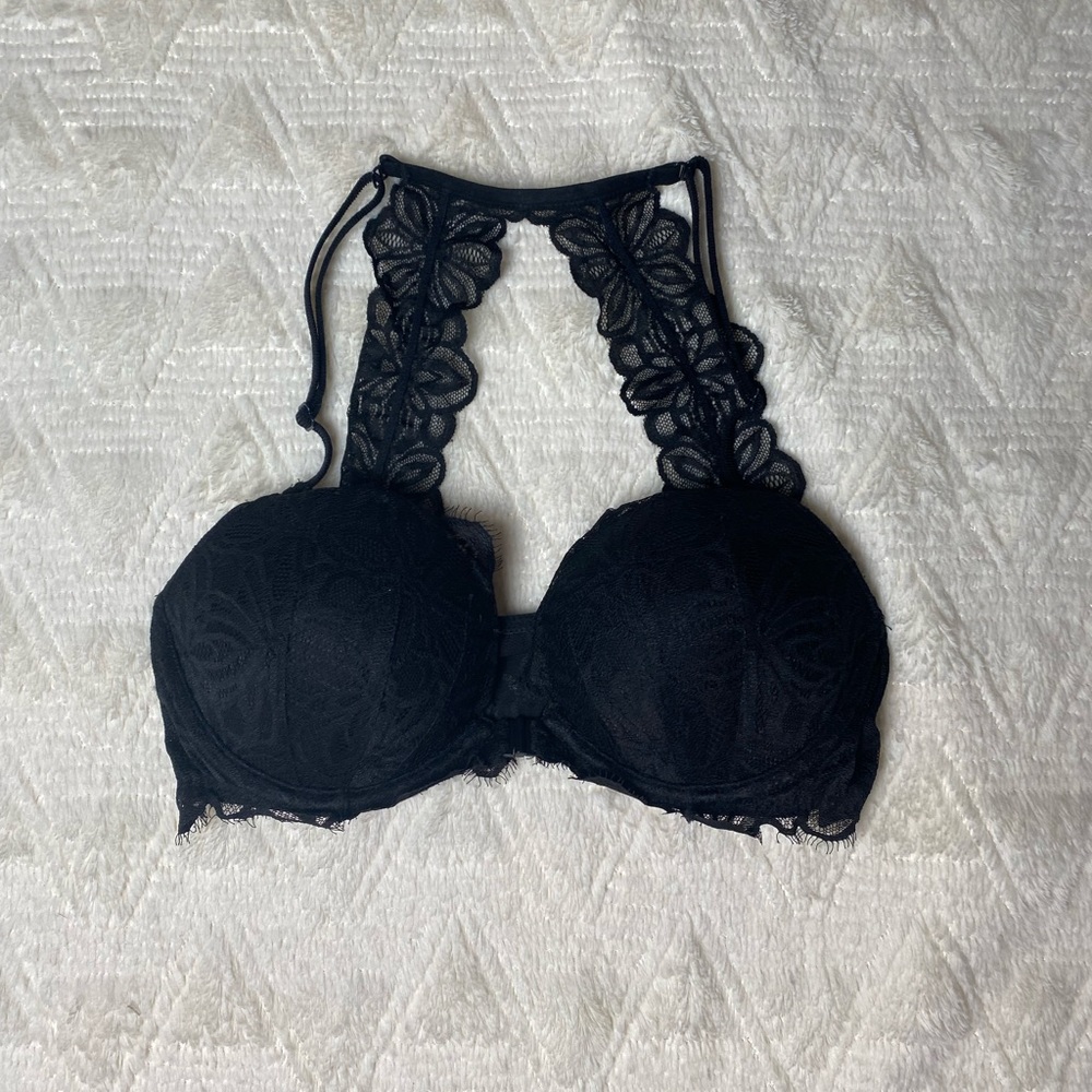 Black lacy padded bralette.